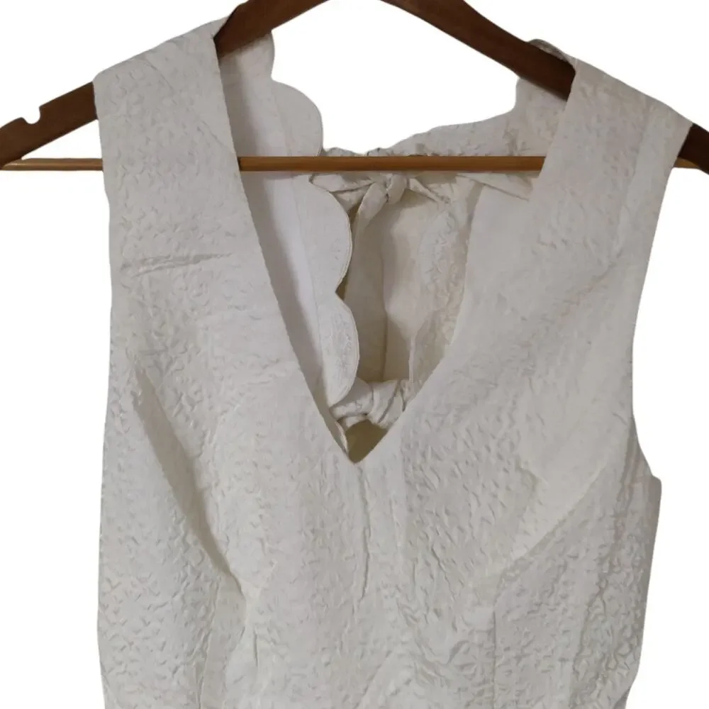 Lulus Beyond Dreamy Ivory Scalloped Tie-Back Skater Dress